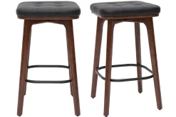 Tabourets de bar vintage noirs et bois foncé 65 cm (lot de 2) GRAMMA