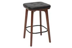 Tabourets de bar vintage noirs et bois foncé 65 cm (lot de 2) GRAMMA