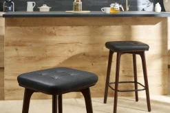 Tabourets de bar vintage noirs et bois foncé 65 cm (lot de 2) GRAMMA