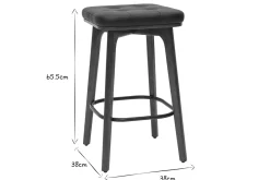 Tabourets de bar vintage noirs et bois foncé 65 cm (lot de 2) GRAMMA