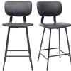 Tabourets de bar vintage noir avec pieds métal 65cm (lot de 2) LAB