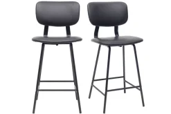 Tabourets de bar vintage noir avec pieds métal 65cm (lot de 2) LAB