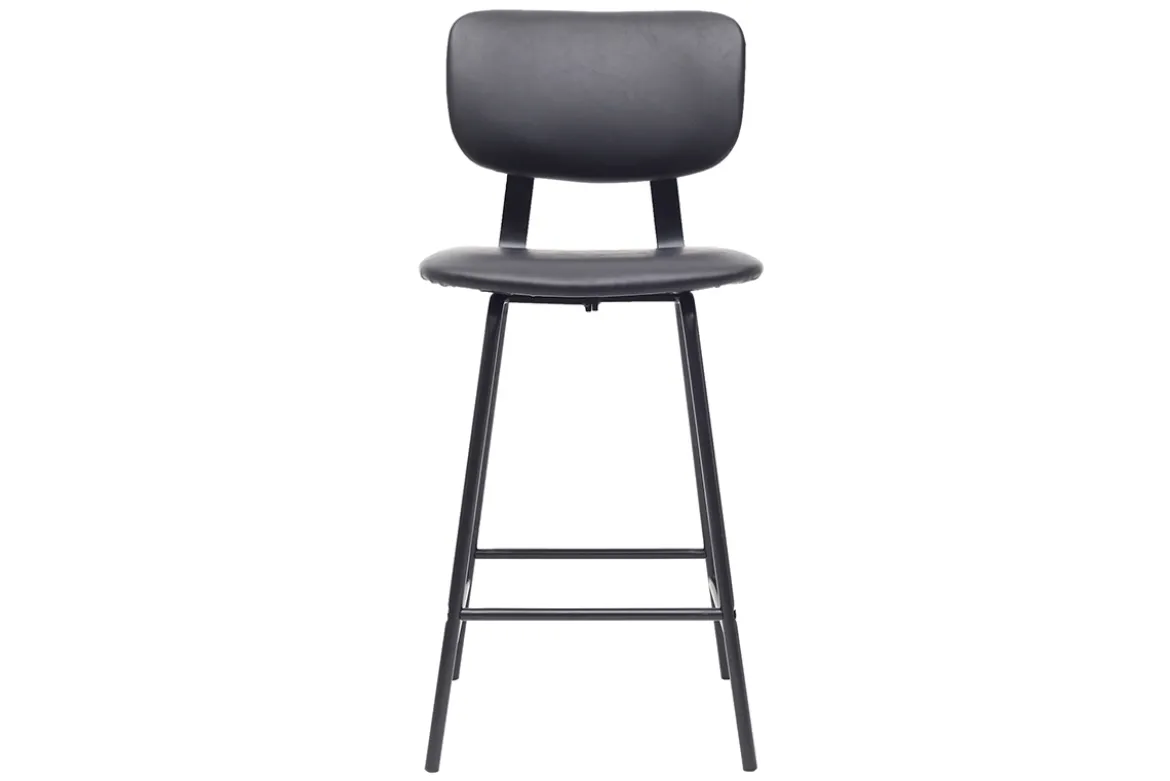 Tabourets de bar vintage noir avec pieds métal 65cm (lot de 2) LAB