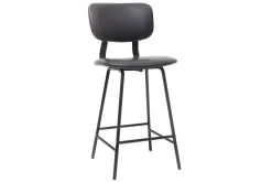 Tabourets de bar vintage noir avec pieds métal 65cm (lot de 2) LAB