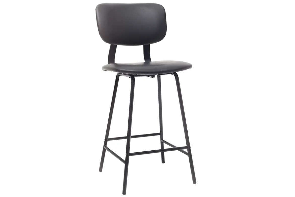 Tabourets de bar vintage noir avec pieds métal 65cm (lot de 2) LAB