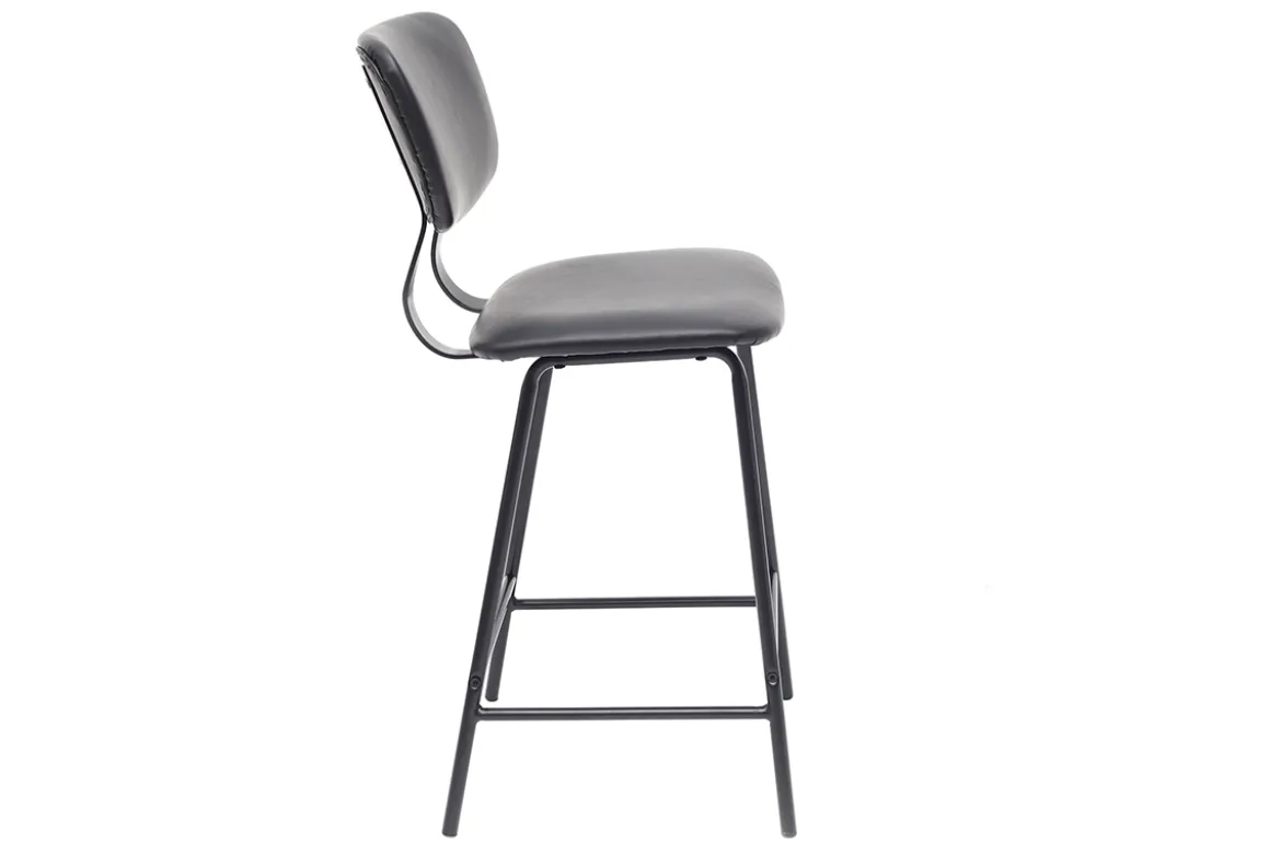 Tabourets de bar vintage noir avec pieds métal 65cm (lot de 2) LAB