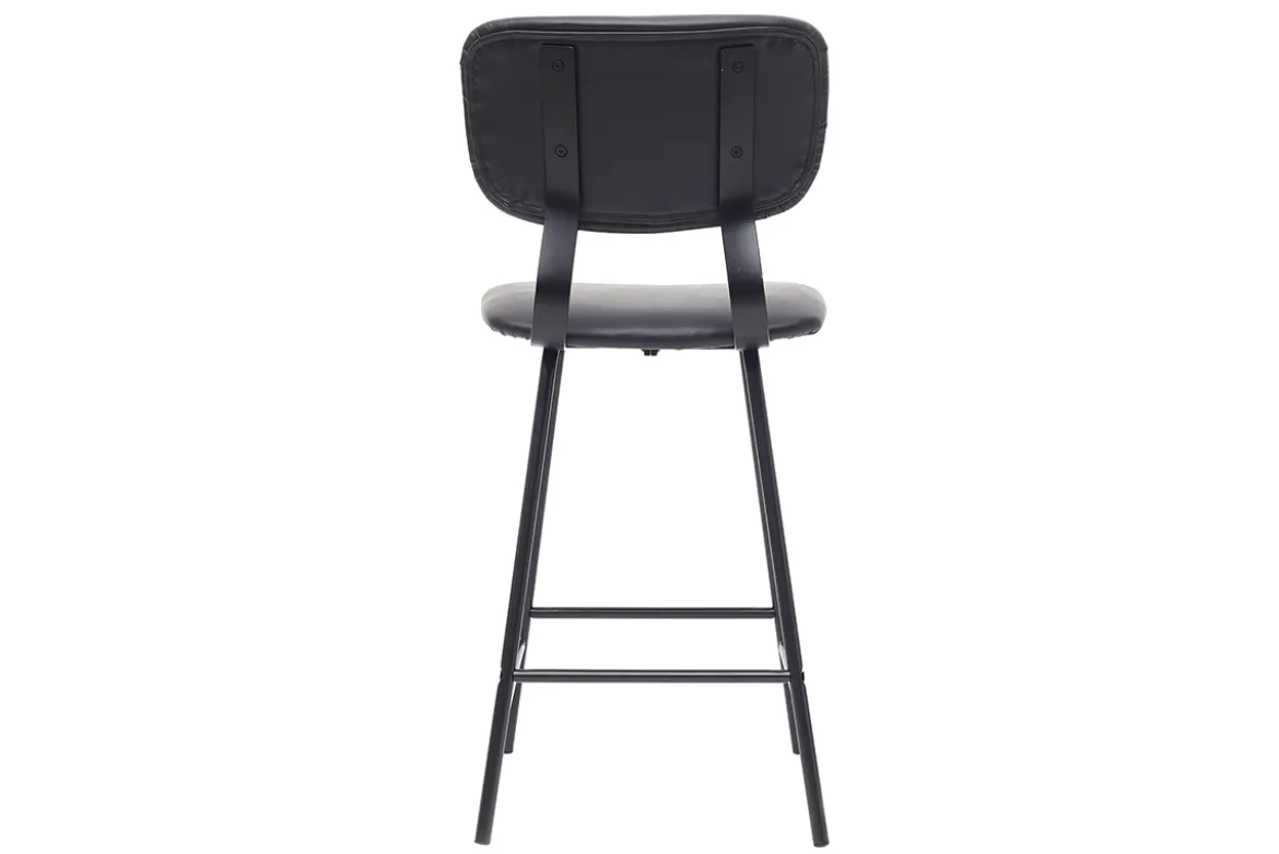Tabourets de bar vintage noir avec pieds métal 65cm (lot de 2) LAB