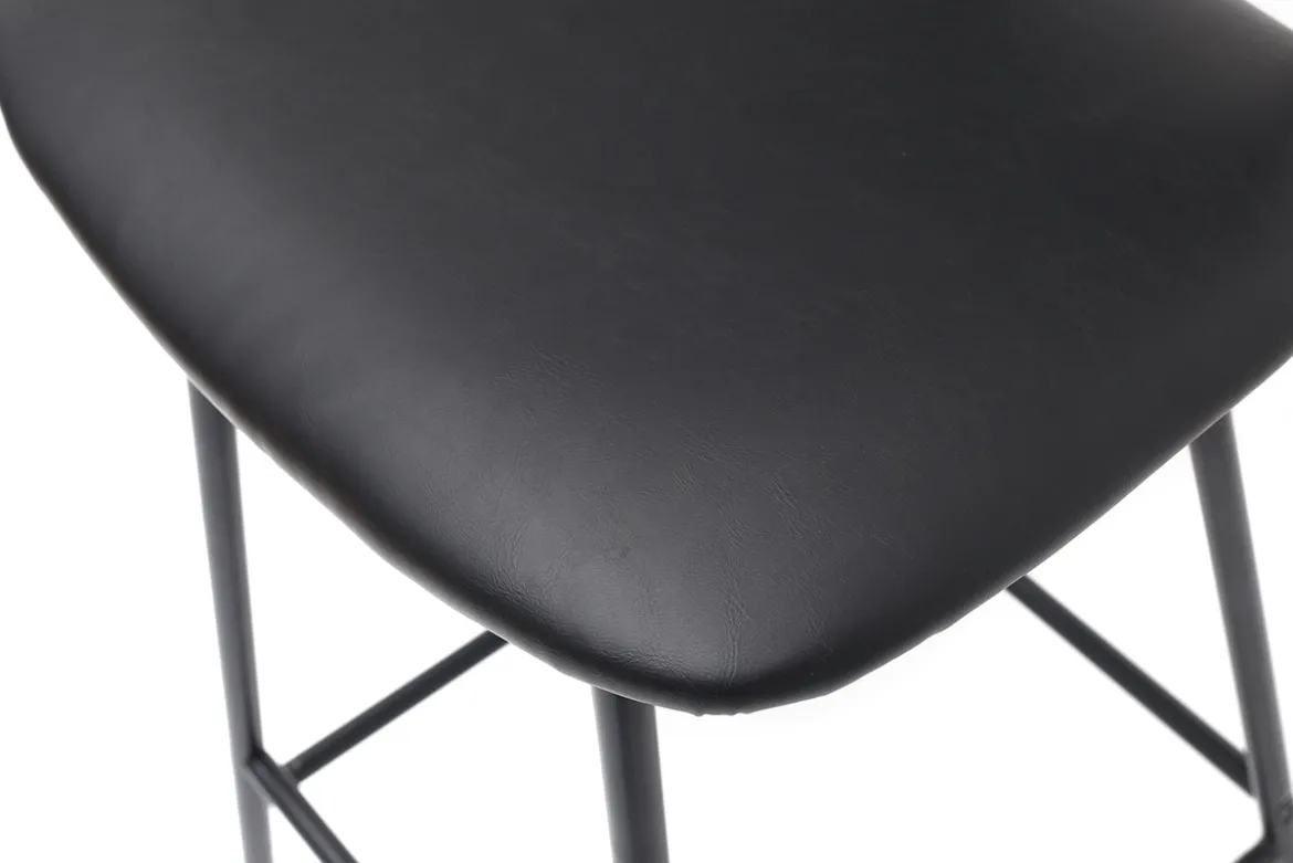 Tabourets de bar vintage noir avec pieds métal 65cm (lot de 2) LAB