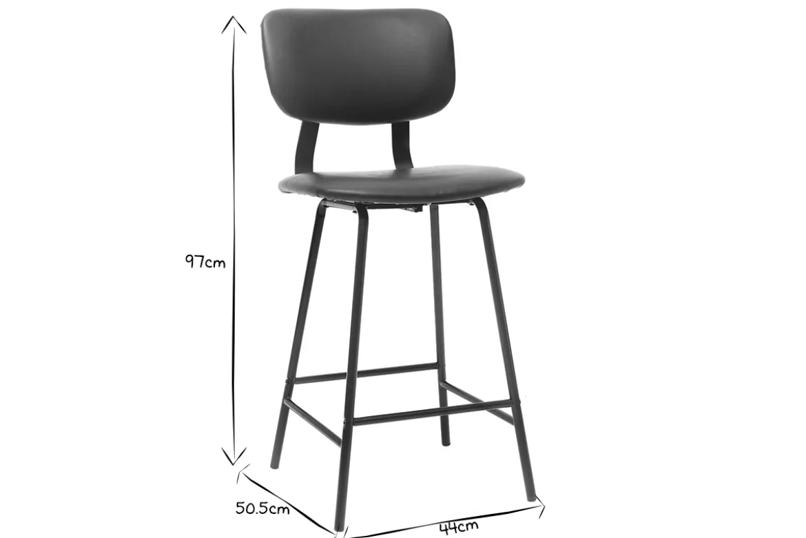 Tabourets de bar vintage noir avec pieds métal 65cm (lot de 2) LAB