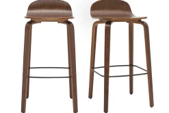 Tabourets de bar vintage noyer H68 cm (lot de 2) OBRA