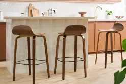 Tabourets de bar vintage noyer H68 cm (lot de 2) OBRA