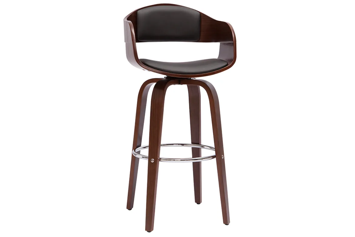 Tabourets de bar vintage pivotants 360° noyer H67.5 cm (lot de 2) GAO