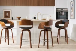 Tabourets de bar vintage pivotants 360° noyer H67.5 cm (lot de 2) GAO