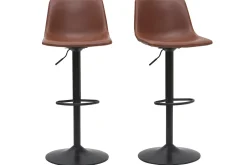 Tabourets de bar vintage réglables pivotants marron clair (lot de 2) NEW ROCK