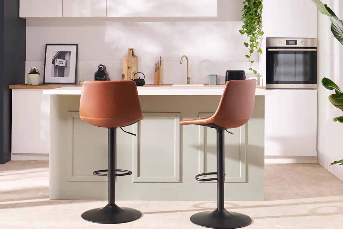 Tabourets de bar vintage réglables pivotants marron clair (lot de 2) NEW ROCK