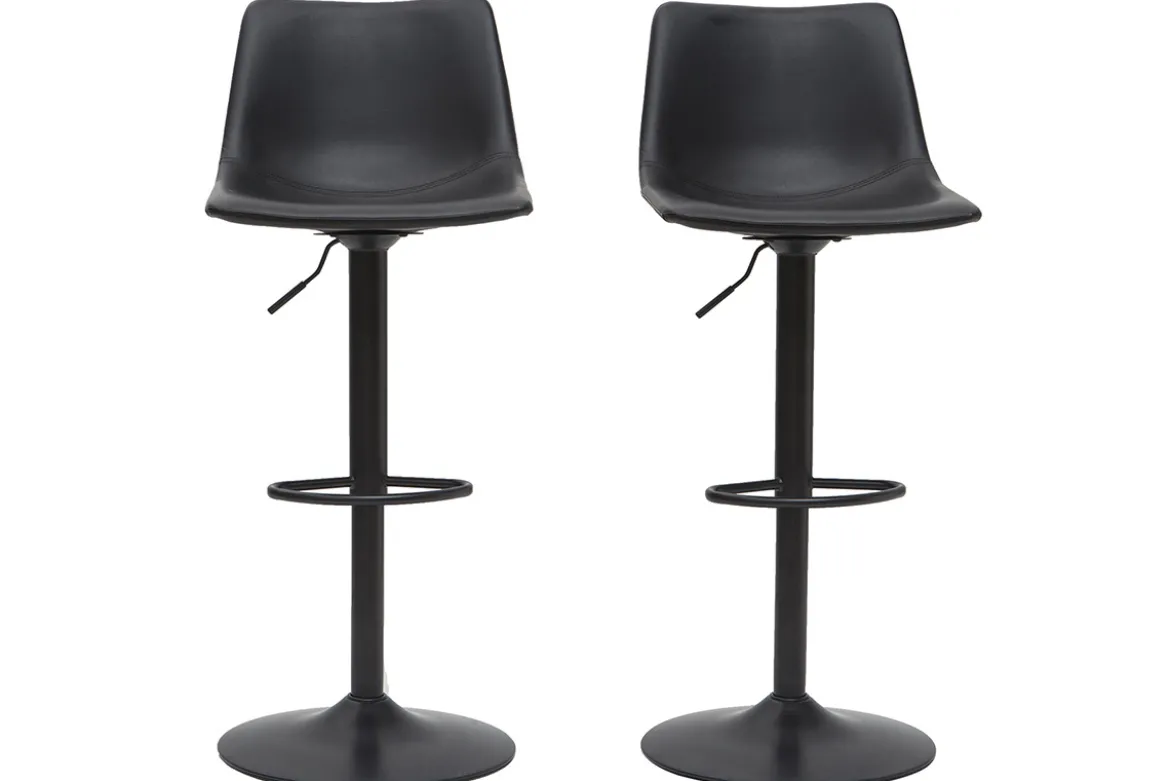 Tabourets de bar vintage réglables pivotants noirs (lot de 2) NEW ROCK
