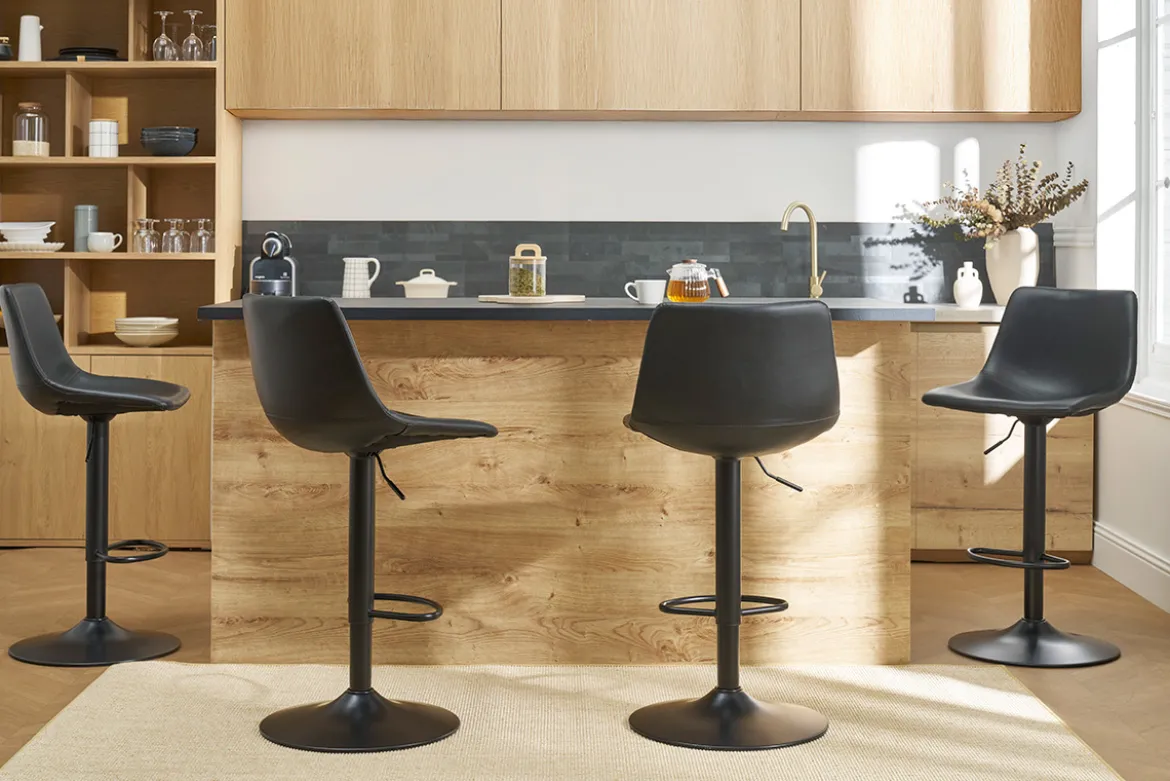 Tabourets de bar vintage réglables pivotants noirs (lot de 2) NEW ROCK