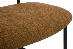Tabourets design en tissu effet velours texturé terre brulée, métal noir et cannage rotin (lot de 2) MIRANDA