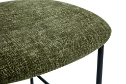 Tabourets design en tissu effet velours texturé vert kaki, métal noir et cannage rotin (lot de 2) MIRANDA