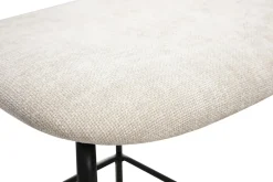 Tabourets design en tissu effet velours texturé beige, métal noir et cannage rotin (lot de 2) MIRANDA
