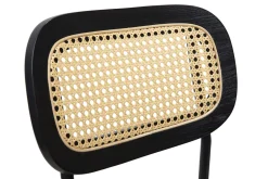 Tabourets design en velours noir, métal noir et cannage rotin (lot de 2) MIRANDA