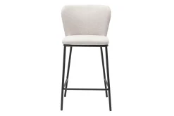 Tabourets en tissu effet velours texturé beige et métal noir (lot de 2) LISOR