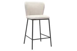Tabourets en tissu effet velours texturé beige et métal noir (lot de 2) LISOR