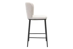 Tabourets en tissu effet velours texturé beige et métal noir (lot de 2) LISOR
