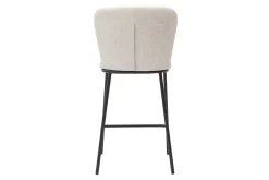 Tabourets en tissu effet velours texturé beige et métal noir (lot de 2) LISOR