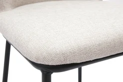 Tabourets en tissu effet velours texturé beige et métal noir (lot de 2) LISOR