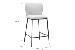 Tabourets en tissu effet velours texturé beige et métal noir (lot de 2) LISOR