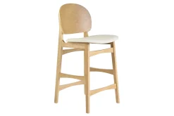 Tabourets scandinaves en bois clair frêne et blanc H68 cm (lot de 2) ELTON