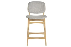 Tabourets scandinaves en bois clair frêne et tissu gris clair H66 cm (lot de 2) SOQUETTE
