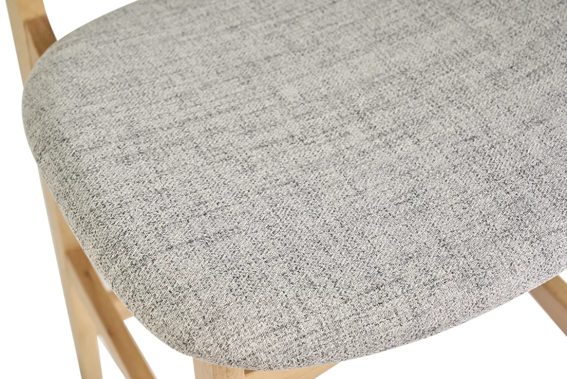 Tabourets scandinaves en bois clair frêne et tissu gris clair H66 cm (lot de 2) SOQUETTE