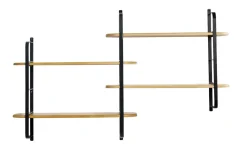 Étagère murale en bois manguier massif et métal noir L122 cm AKINA