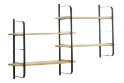 Étagère murale en bois manguier massif et métal noir L122 cm AKINA