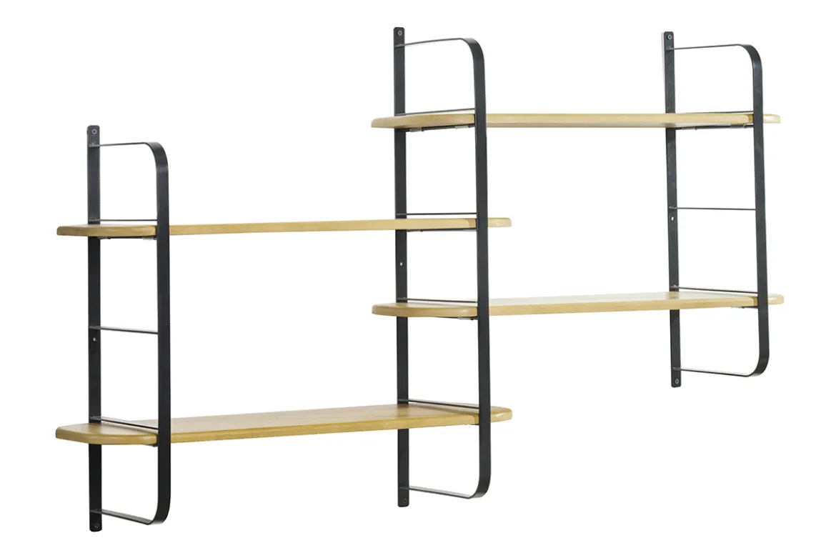 Étagère murale en bois manguier massif et métal noir L122 cm AKINA