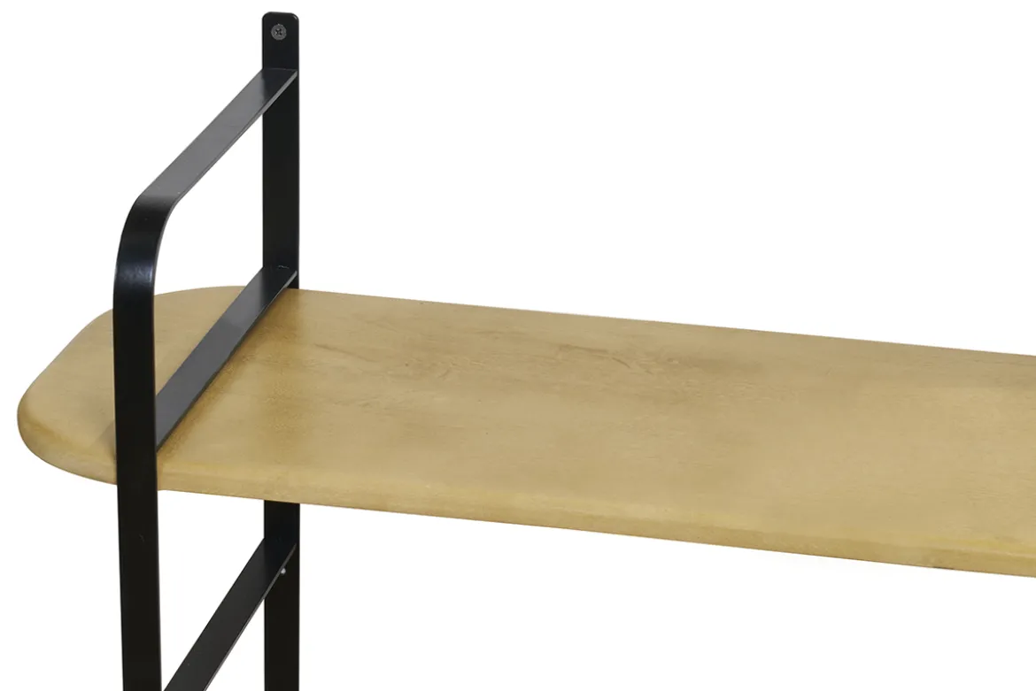Étagère murale en bois manguier massif et métal noir L122 cm AKINA