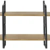 Étagère murale en bois manguier massif et métal noir L70 cm AKINA