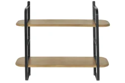 Étagère murale en bois manguier massif et métal noir L70 cm AKINA