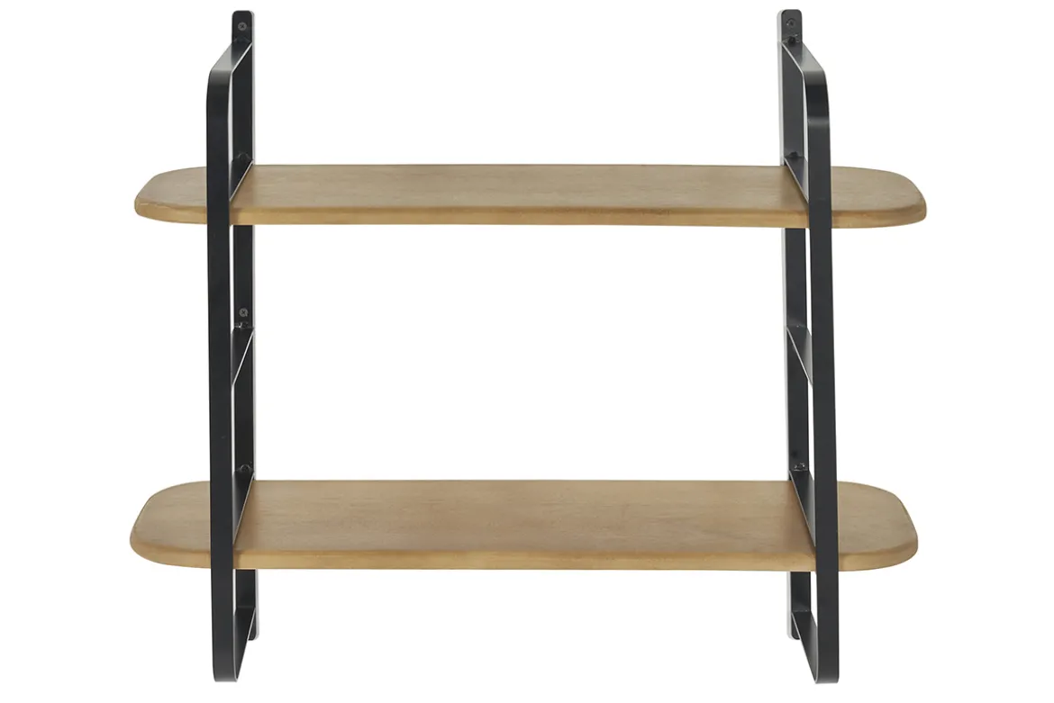 Étagère murale en bois manguier massif et métal noir L70 cm AKINA
