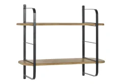 Étagère murale en bois manguier massif et métal noir L70 cm AKINA