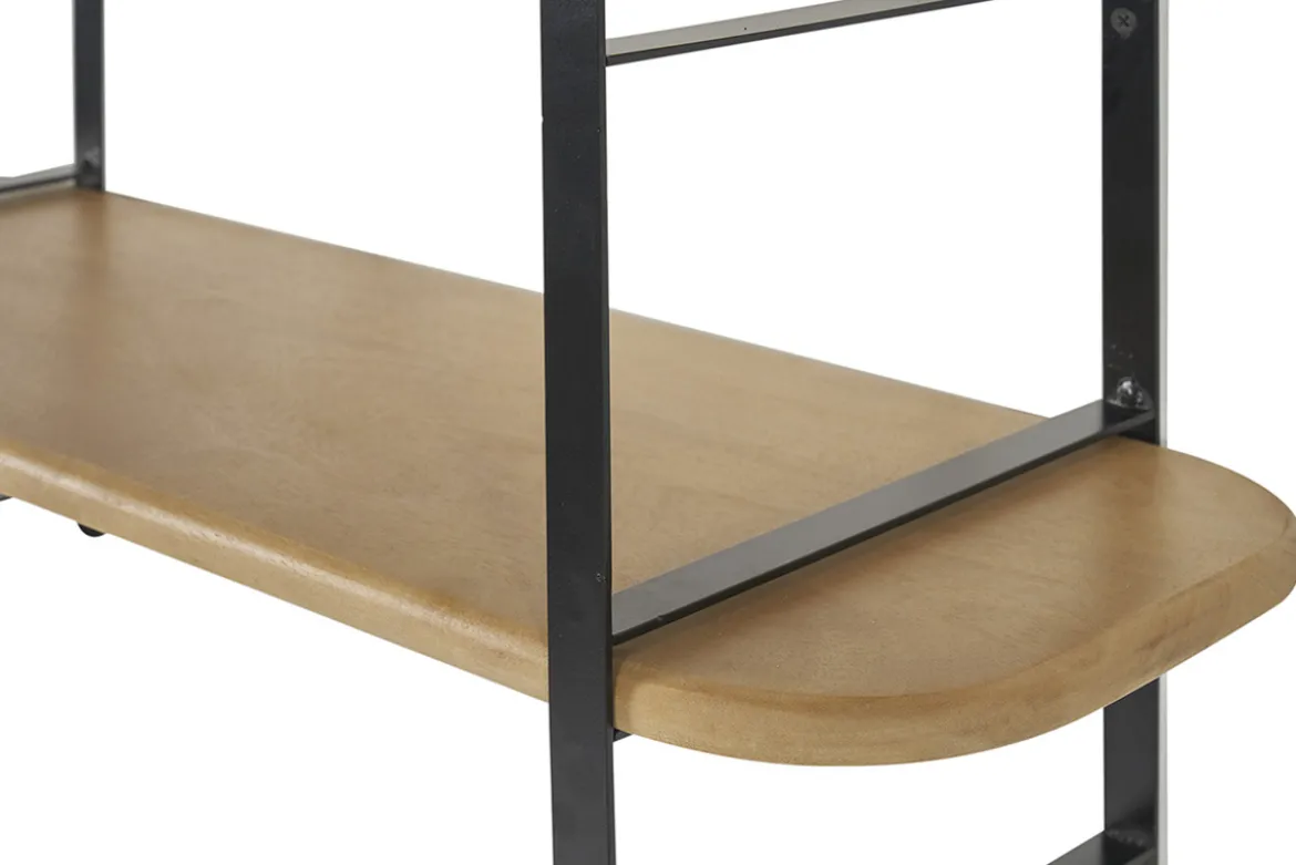 Étagère murale en bois manguier massif et métal noir L70 cm AKINA