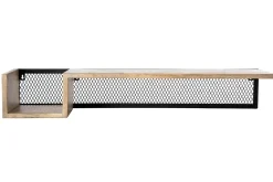 Étagère murale industrielle en bois manguier massif et métal noir L90 cm RACK