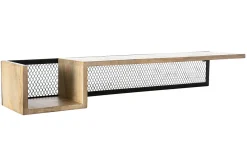Étagère murale industrielle en bois manguier massif et métal noir L90 cm RACK