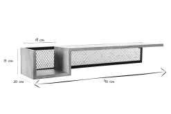 Étagère murale industrielle en bois manguier massif et métal noir L90 cm RACK