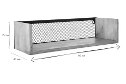 Étagère murale industrielle en bois manguier massif et métal noir L60 cm RACK