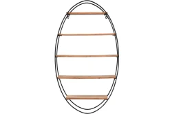 Étagère murale ovale en bois massif et métal noir H130 cm HANG