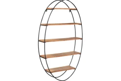 Étagère murale ovale en bois massif et métal noir H130 cm HANG