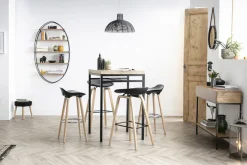 Étagère murale ovale en bois massif et métal noir H130 cm HANG